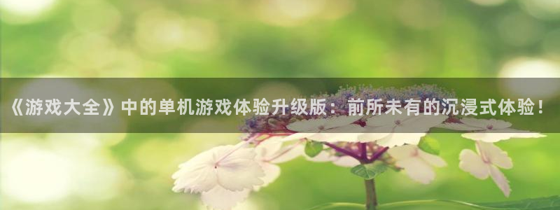 杏盛开户地址：《游戏大全》中的单机游戏体验升级版：前所未有的